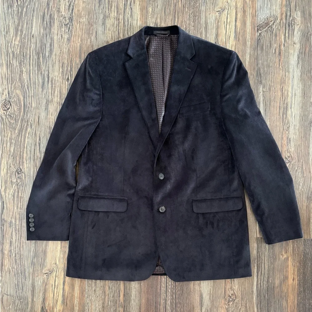 Chaps Corduroy Blazer Sports Coat Mens 44L Elbow Patches Black Paisley Lining